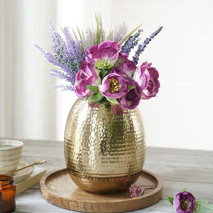 Stylish Hammered Golden Vase Without Flower | 7 x 8 inches