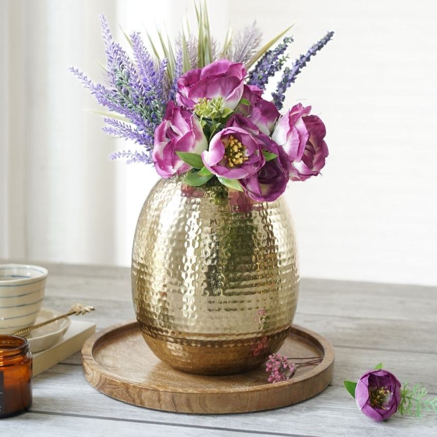 Stylish Hammered Golden Vase Without Flower | 7 x 8 inches