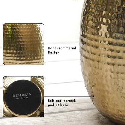 Stylish Hammered Golden Vase Without Flower | 7 x 8 inches