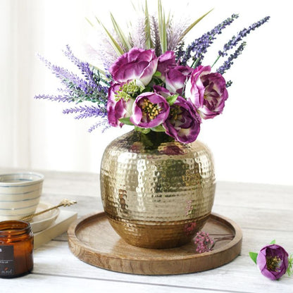 Elegant Golden Shade Hammered Vase Without Flower | 7 x 8 inches