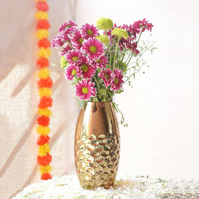 Modern Hammered Golden Shade Vase Without Flower | 4 x 8 inches