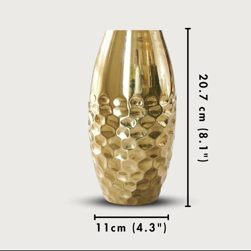 Modern Hammered Golden Shade Vase Without Flower | 4 x 8 inches