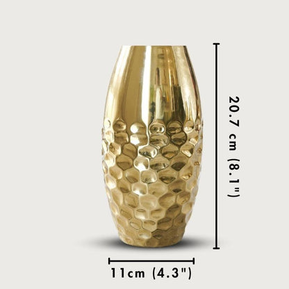 Modern Hammered Golden Shade Vase Without Flower | 4 x 8 inches