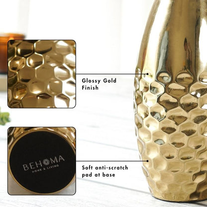 Modern Hammered Golden Shade Vase Without Flower | 4 x 8 inches