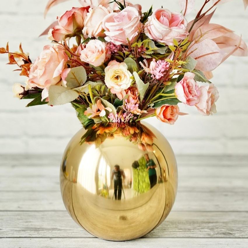 Elegant Ball-Shaped Golden Shade Vase Without Flower | 7 x 7 inches