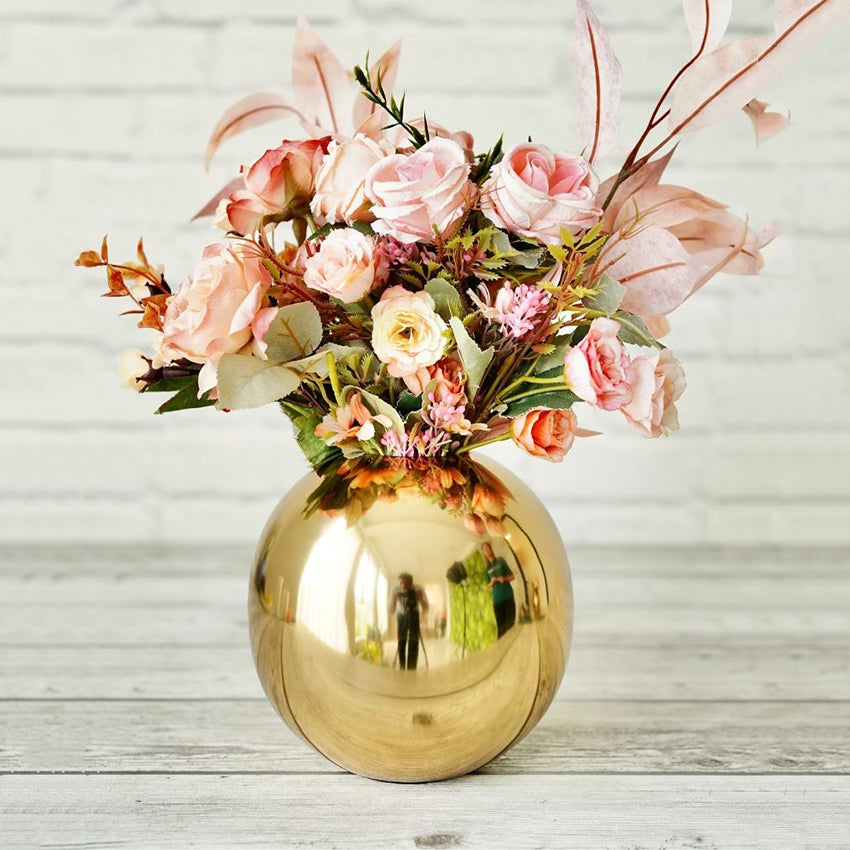 Elegant Ball-Shaped Golden Shade Vase Without Flower | 7 x 7 inches