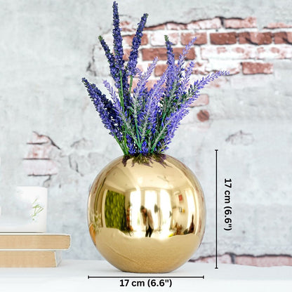 Elegant Ball-Shaped Golden Shade Vase Without Flower | 7 x 7 inches