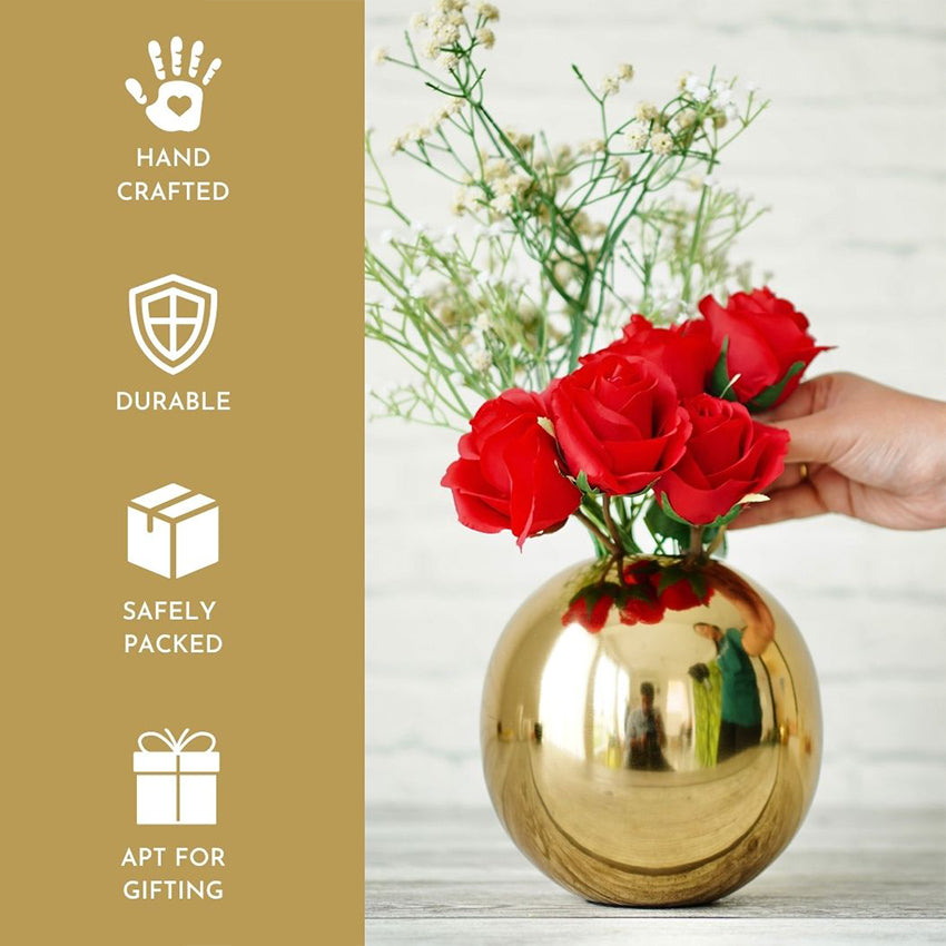 Elegant Ball-Shaped Golden Shade Vase Without Flower | 7 x 7 inches