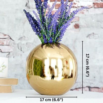 Elegant Ball-Shaped Golden Shade Vase Without Flower | 7 x 7 inches