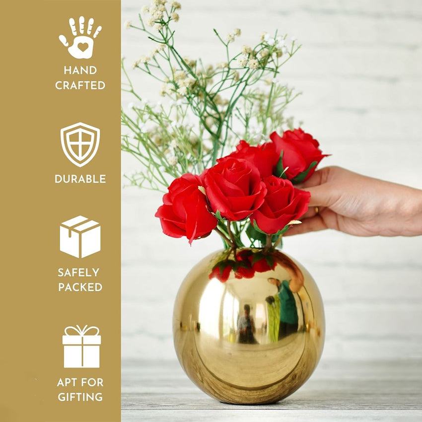 Elegant Ball-Shaped Golden Shade Vase Without Flower | 7 x 7 inches