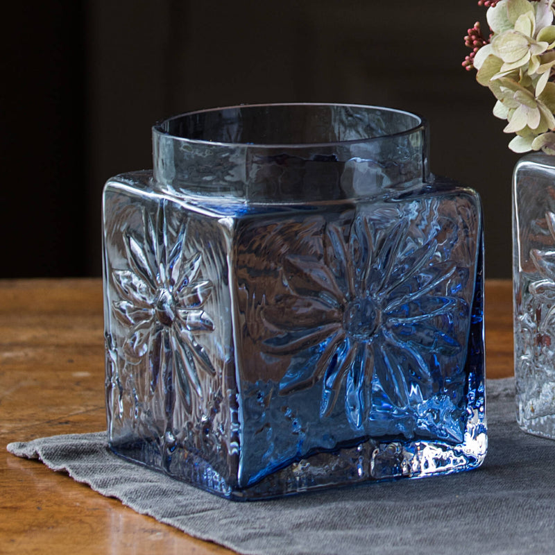 Marguerite Square Flower Vase | Multiple Colors Ink Blue