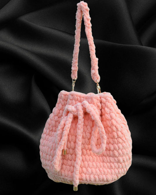 Women Velvet Peach Potli Bag