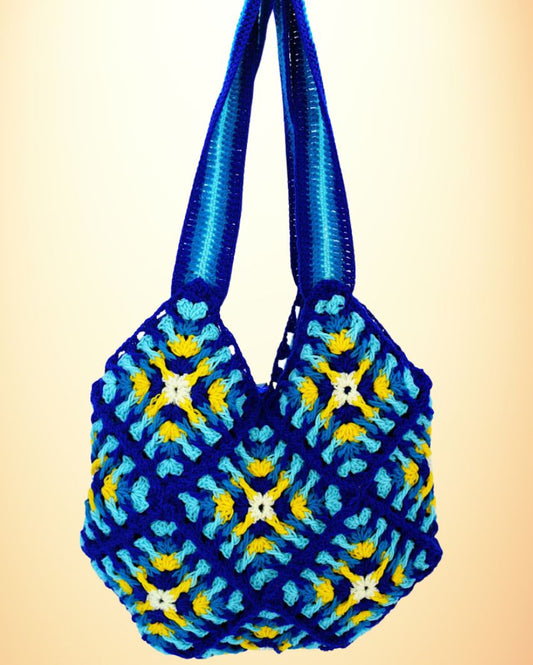 Blue Handmade Crochet Shoulder Bag
