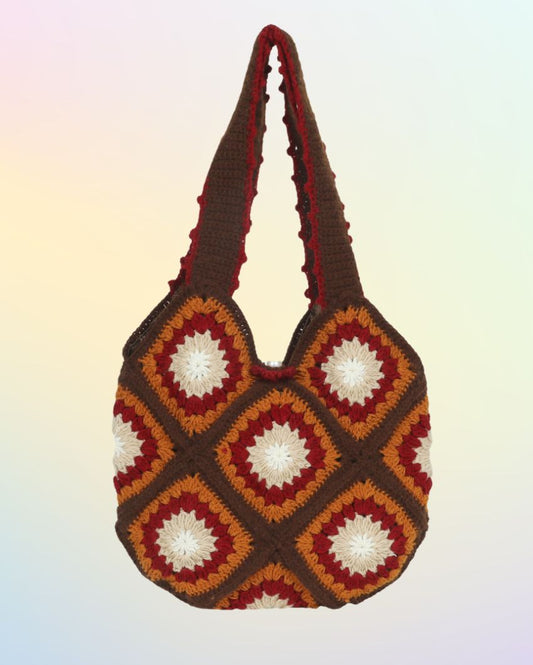 Brown Handmade Crochet Shoulder Bag