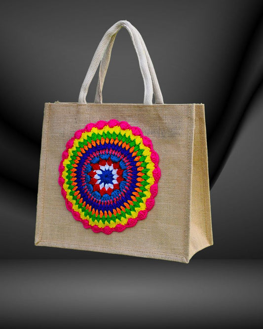 Women's Jute Tote Bag(multi-Coloured)