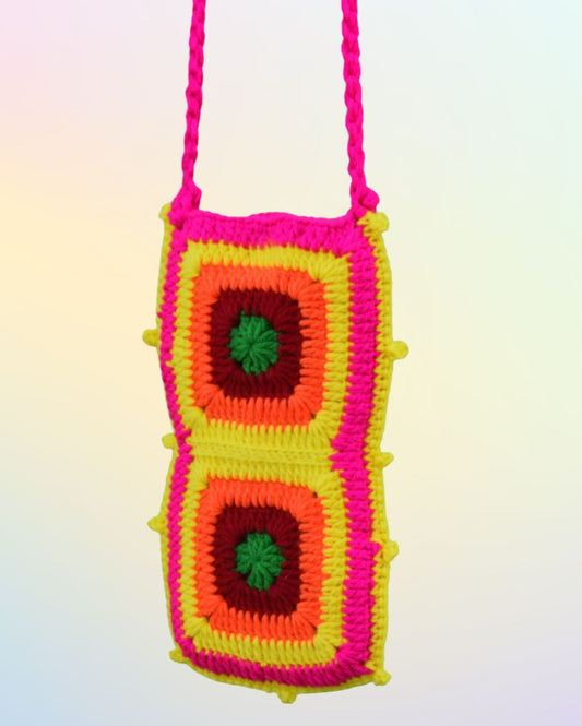 Magenta Handmade Crochet Mobile Pouch Sling Bag