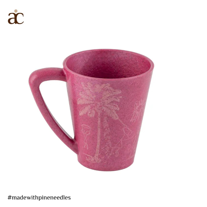 Gond Art Date Palm Mug | Set of 2 Bubblegum Pink