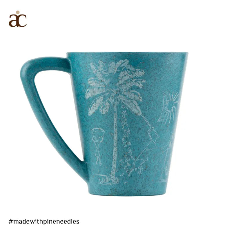 Gond Art Date Palm Mug | Set of 2 Iceberg Blue