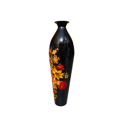 Midnight Bloom Printed Black & Gold Flower Vase Without Flower | 7 x 25 inches