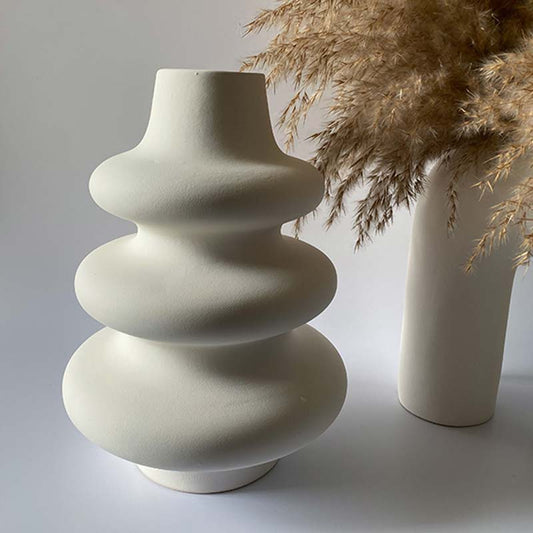 Handcrafted Matte Teshio Ceramic White Vase Default Title