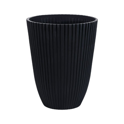 Stylish Charcoal Planter With Ribbed Texture Without Plant | 12 x 14 inches