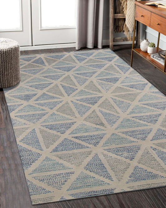 Smoke Grey Hand Tufted Wool Vector Carpet | 8x5 ft
