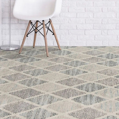 Grey Wool Vector Hand Tufted Carpet | 8 x 5 Feet