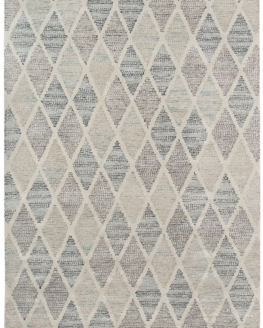 Grey Wool Vector Hand Tufted Carpet | 8x5 ft
