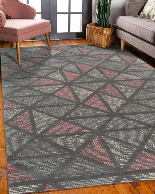 Peach Wool Vector Hand Tufted Carpet | 6x4, 8x5 ft 8 x 5 ft