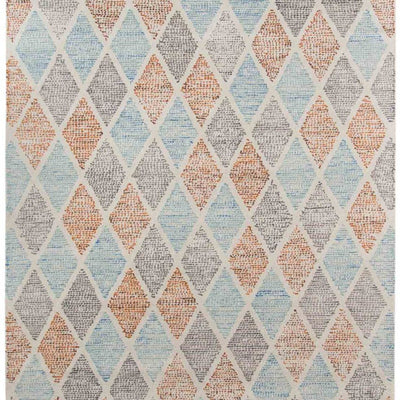 Pink Grey Geometric Hand Tufted Wool Rug for Living Room | 10 x 8 Feet