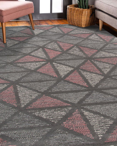 Geometric Hand Tufted Wool Rug for Living Room | 10 x 8 Feet