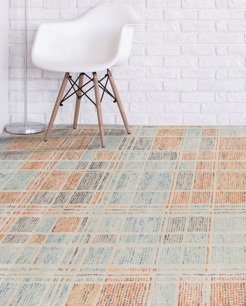 Vector Hand Tufted Wool Carpet | 8x5 ft Blue