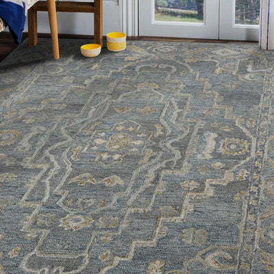 Light Blue Kilim Pattern Hand Tufted Carpet | 10 x 8 Feet