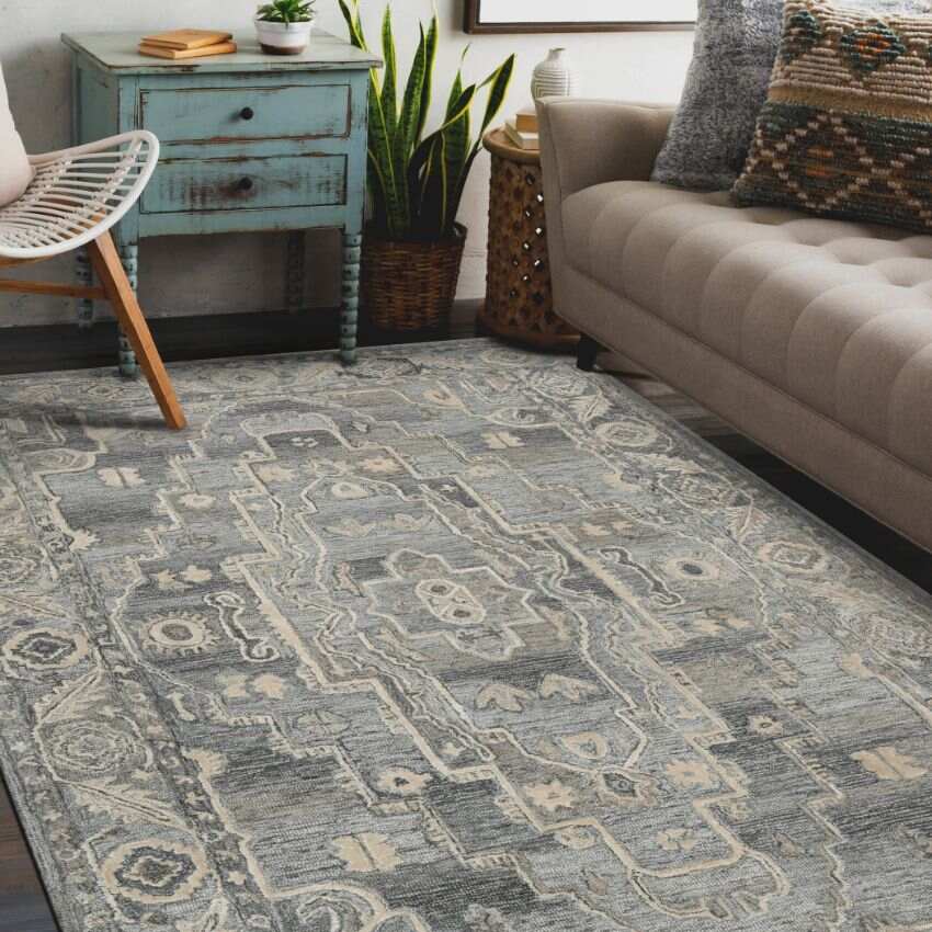 Grey Wool Vestige Hand Tufted Rug Carpet