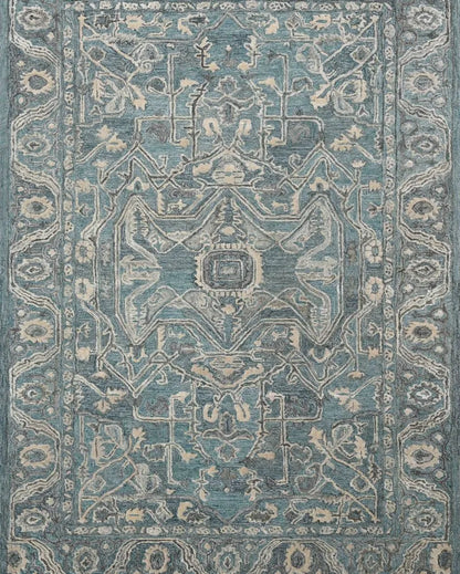 Aqua Kilim Pattern Hand Tufted Carpet | 10 x 8 Feet