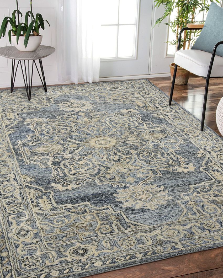 Wool & Viscose Oriental Pattern Hand-Tufted Rug Carpet