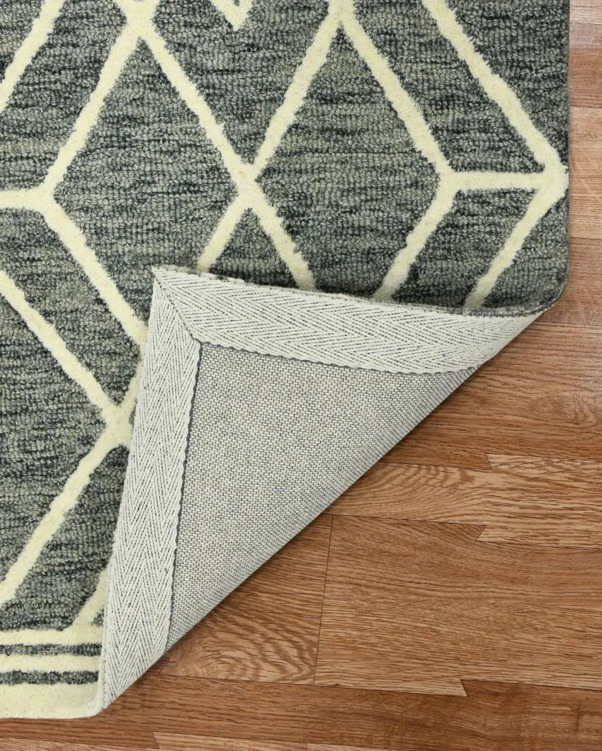 Wool Geometric Pattern Hand-Tufted Rug Carpet Cut Pile | 8 x 10 Feet