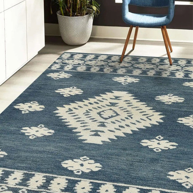 Navy Blue Wool Vista Hand Tufted Carpet