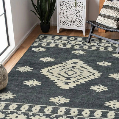 Dark Grey Hand Tufted Wool Vista Carpet | 8 x 5 Feet