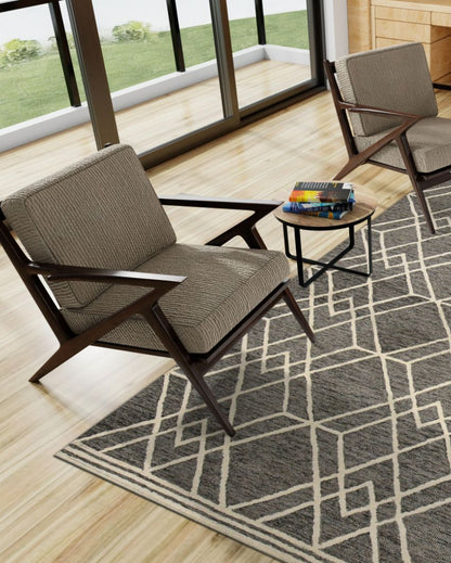 Wool Geometric Pattern Hand-Tufted Rug Carpet Cut Pile | 8 x 10 Feet