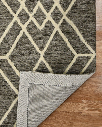 Wool Geometric Pattern Hand-Tufted Rug Carpet Cut Pile | 8 x 10 Feet