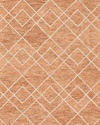 Orange Geometric Pattern Hand Tufted Carpet | 10 x 8 Feet