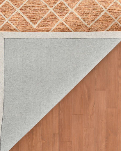 Orange Geometric Pattern Hand Tufted Carpet | 10 x 8 Feet