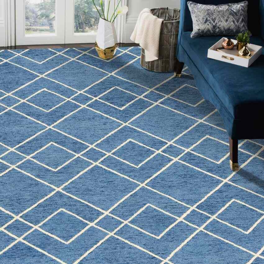 Royal Blue Wool Vista Hand Tufted Rug Carpet