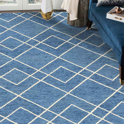 Royal Blue Wool Vista Hand Tufted Rug Carpet