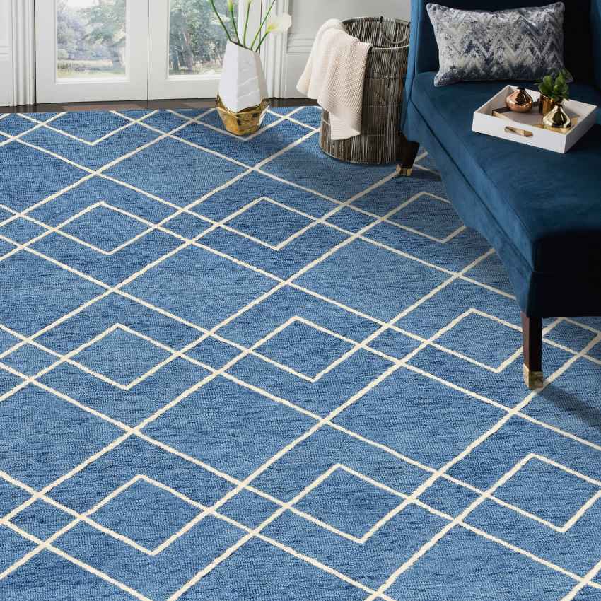 Beautiful Royal Blue Shade Hand-Tufted Wool Area Rug | 10 x 8 Feet