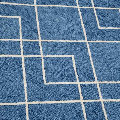 Beautiful Royal Blue Shade Hand-Tufted Wool Area Rug | 10 x 8 Feet