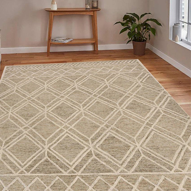 Geometric Pattern Hand Tufted Carpet | 10 x 8 Feet