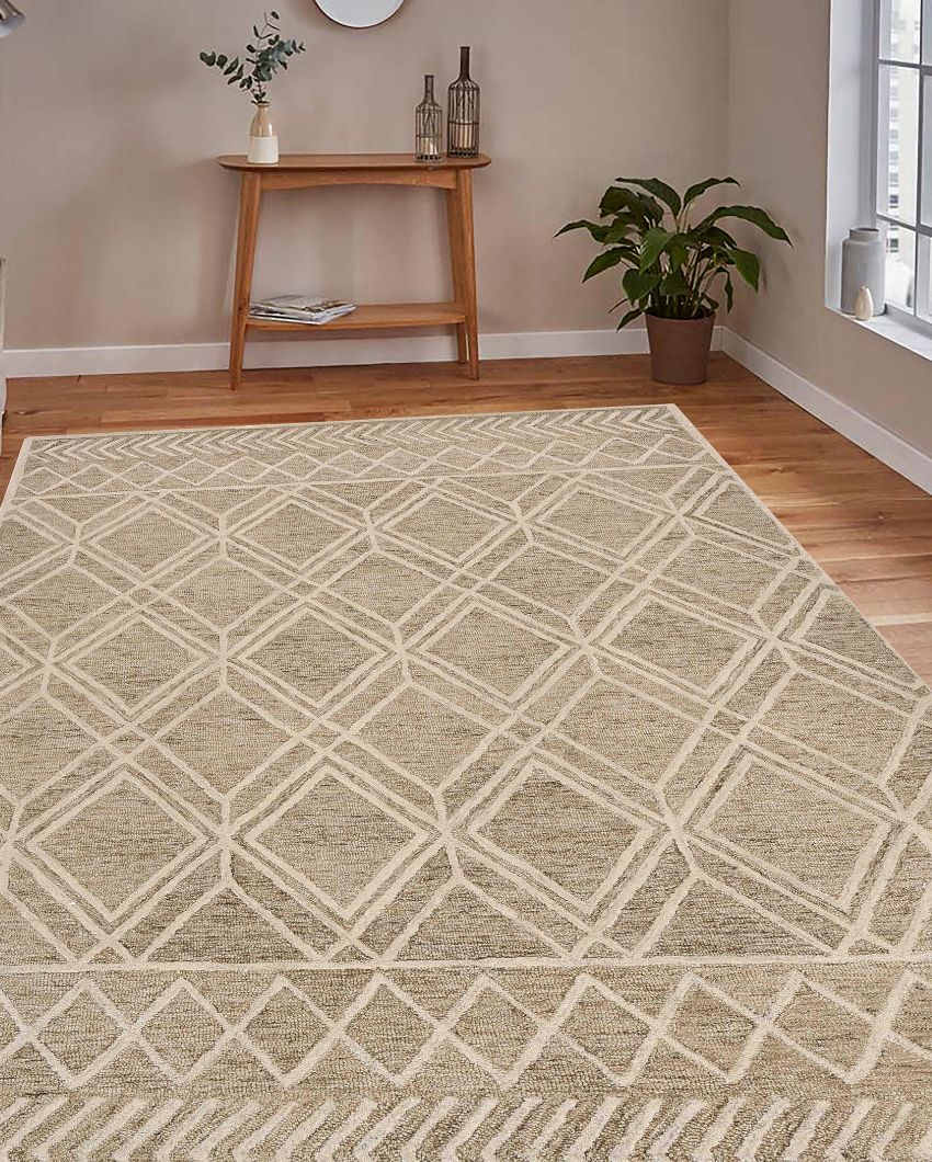 Geometric Pattern Hand Tufted Carpet | 10 x 8 Feet