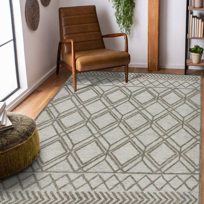 Gray Wool Vista Hand Tufted Rug Carpet